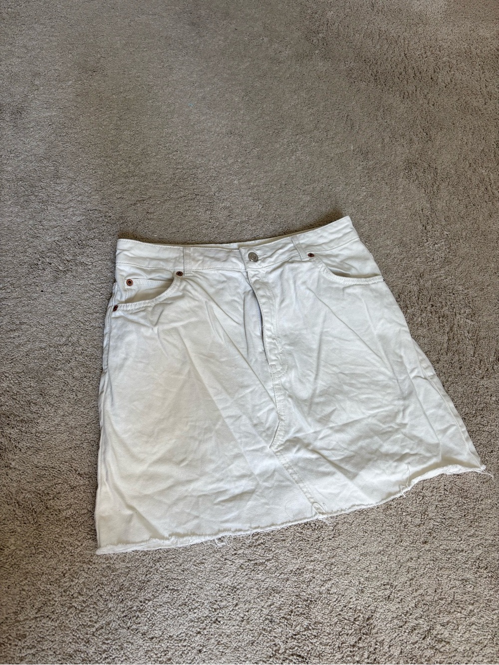 Topshop White A-Line Denim Skirt